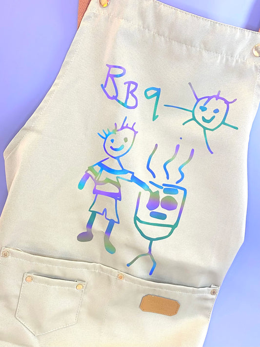 Personalised hand drawn adult apron