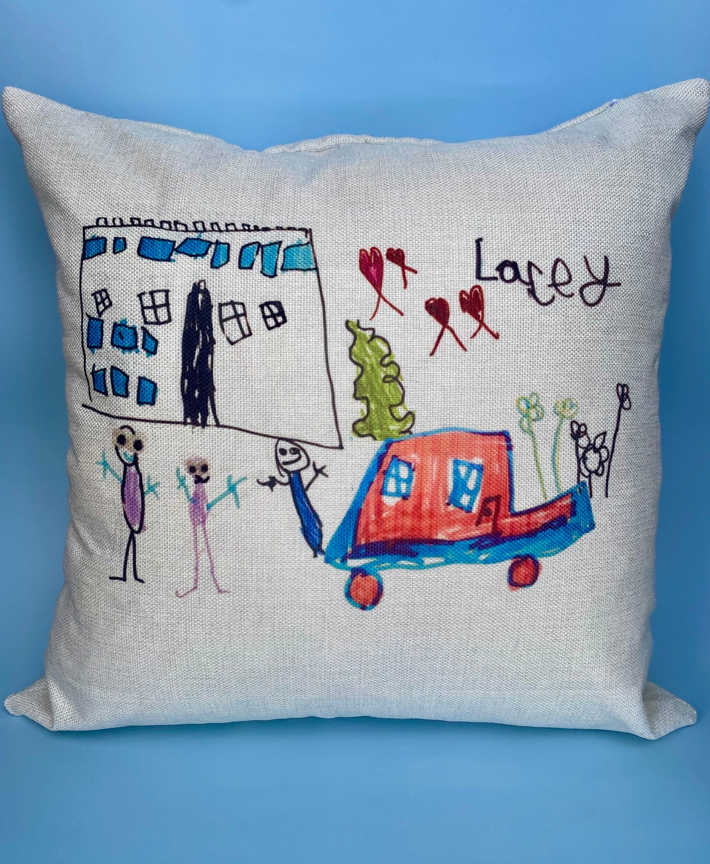 Children's personalised colour drawing cushion