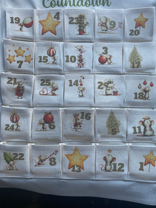 christmas mouse fabric advent calendar with christmas buddies