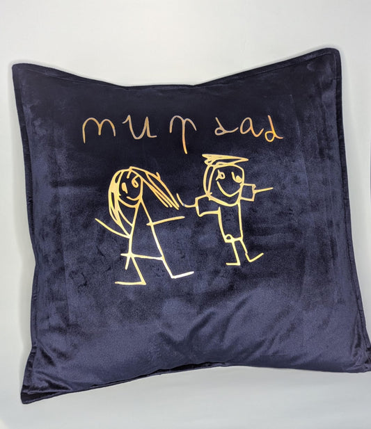 Personalised kids drawing cushion